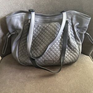 Vera Bradley Gray Leather Glenna Shoulder Bag